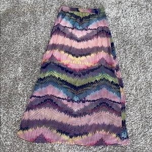 Olive & Oak purple Chevron Colorful Chiffon Sheer Maxi Skirt with slit